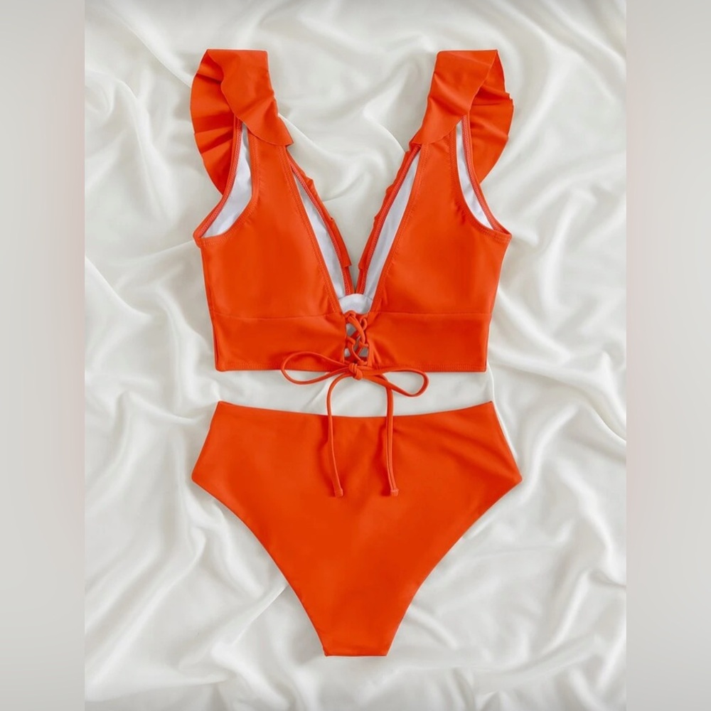 Shein Neon Ruffle Bikini - Picture 2 of 9